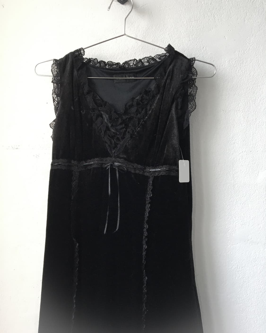 Lace trimming velvet onepiece 상품이미지3