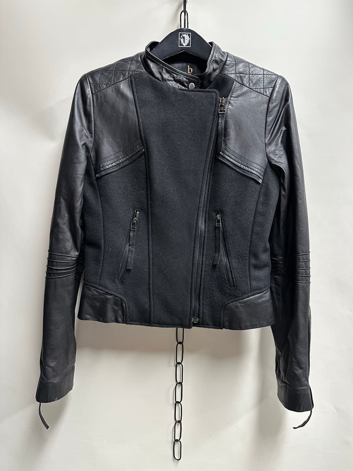 bsd 여성 양가죽 울 혼방 라이더 가죽 자켓 S 상품이미지1