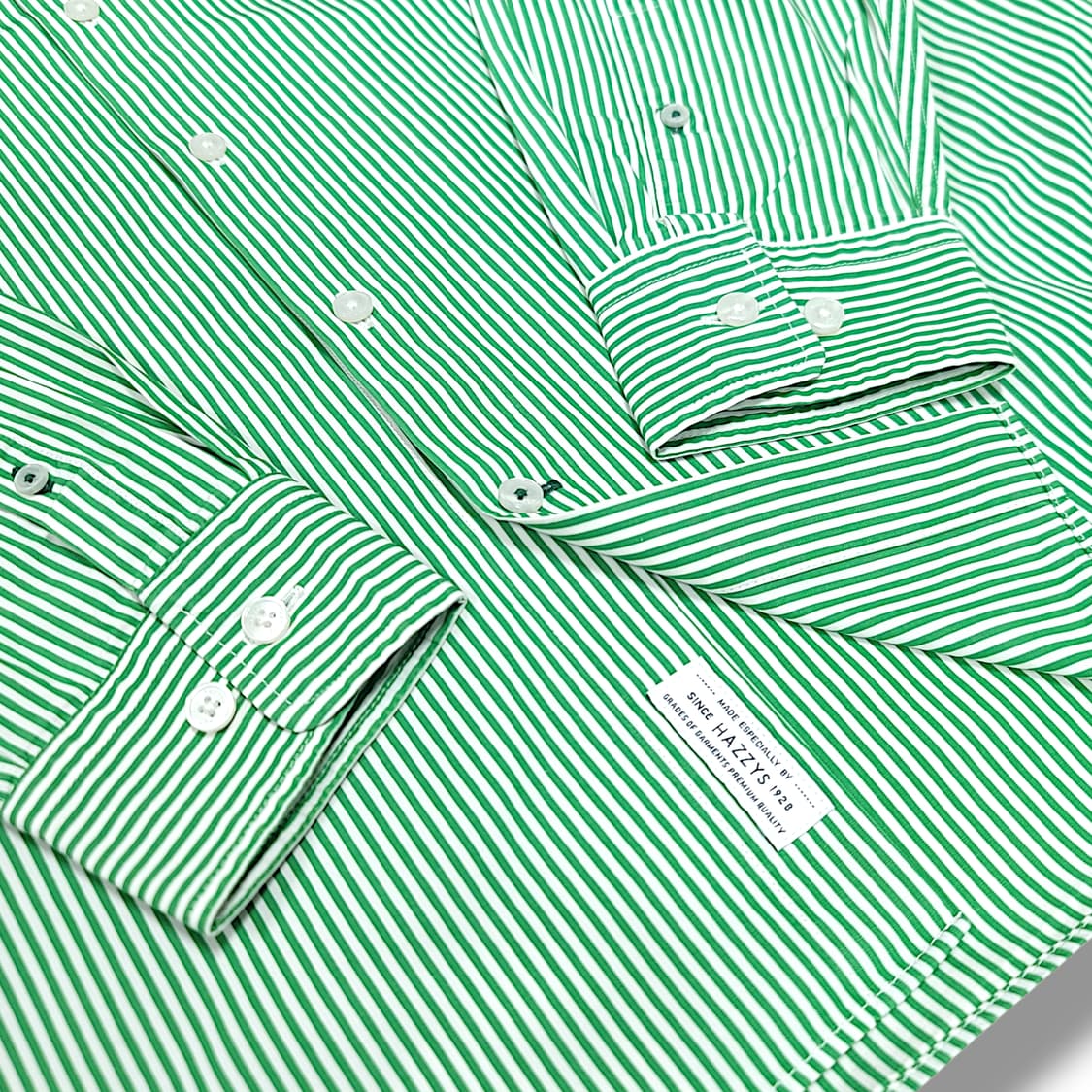 [100] 헤지스 그린&화이트 스트라이프 긴팔셔츠 상품이미지6