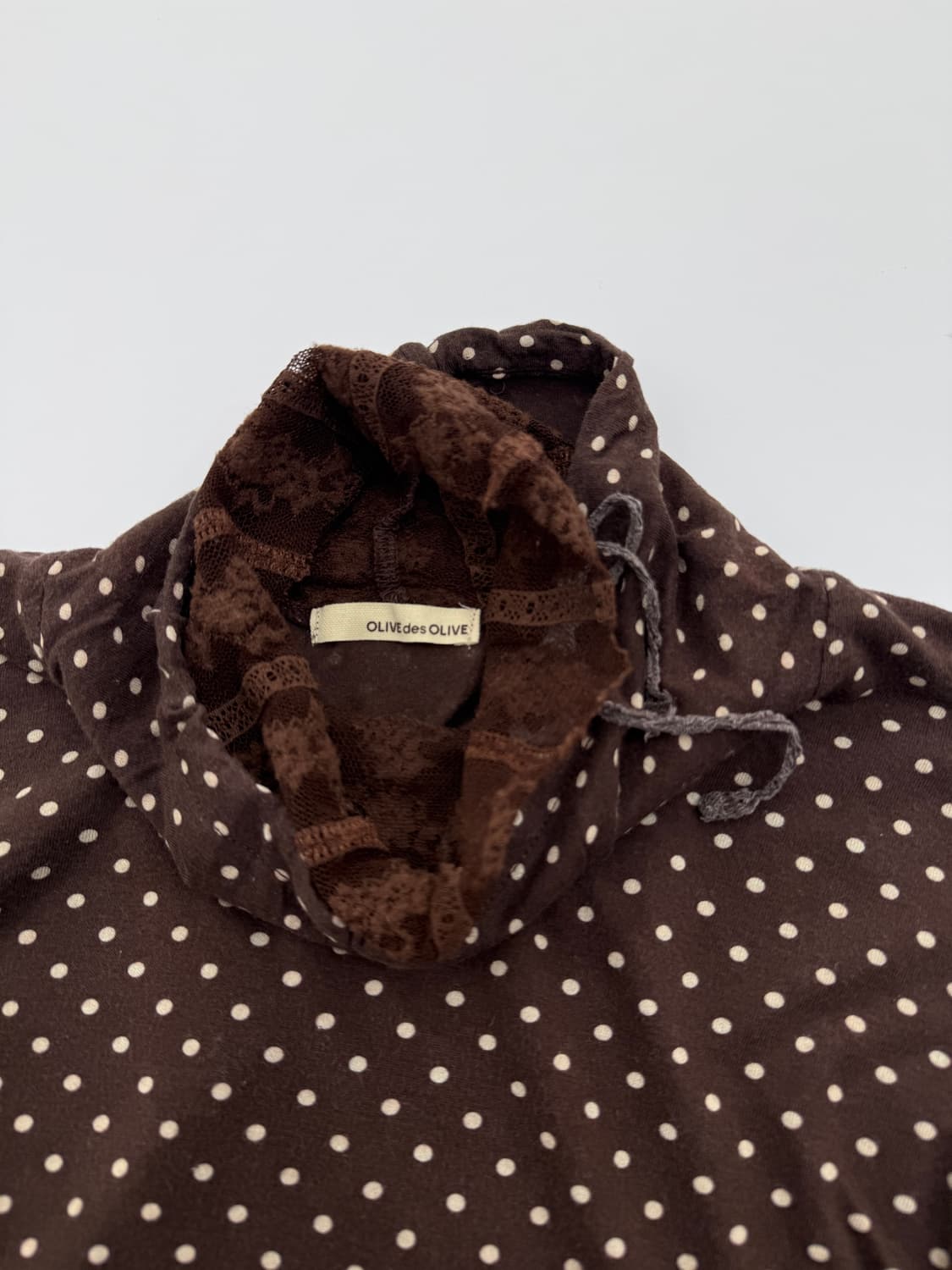빈티지 Olive des Olive 브라운 도트 레이스 레이어드티 상품이미지4