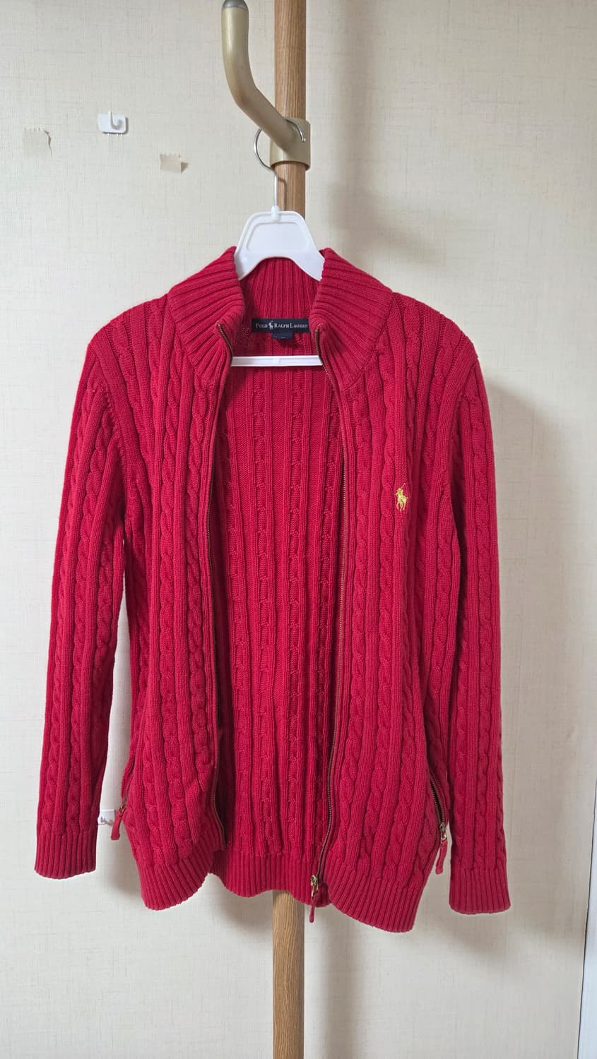 폴로 랄프로렌 레드 케이블 니트 집업 상품이미지2