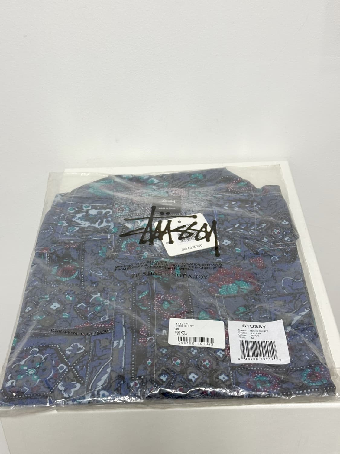 스투시 인도 셔츠 네이비 반팔셔츠 M 상품이미지3