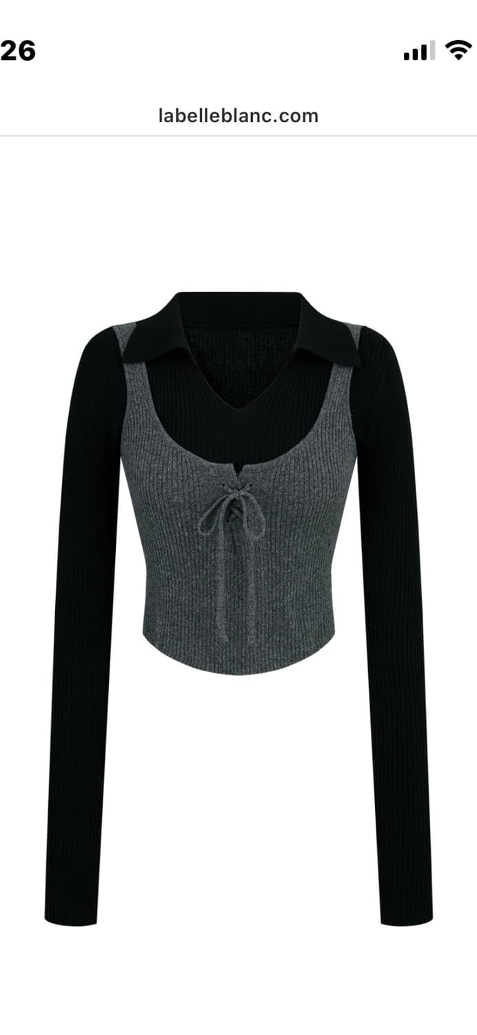 라벨르블랑 레이어 니트 베스트 블랙 상품이미지1