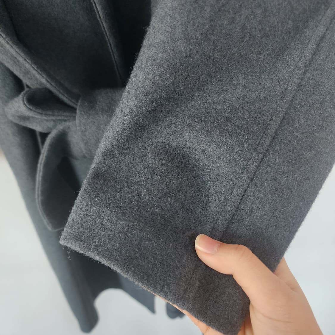 ZOOC 그레이 벨트 롱 코트 상품이미지4