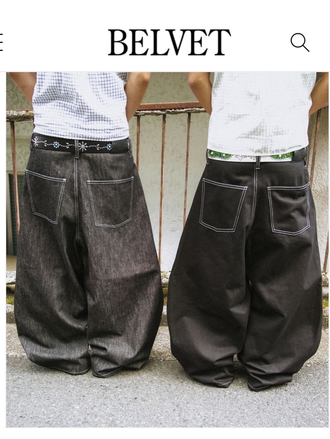 BELVET 일본 스트릿 와이드 베기 팬츠  상품이미지6