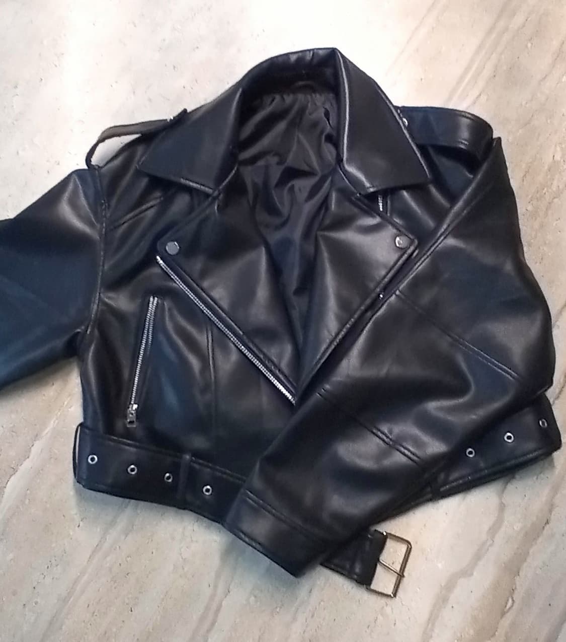 인조퍼카라 가죽 라이더 자켓 (새상품) 상품이미지4