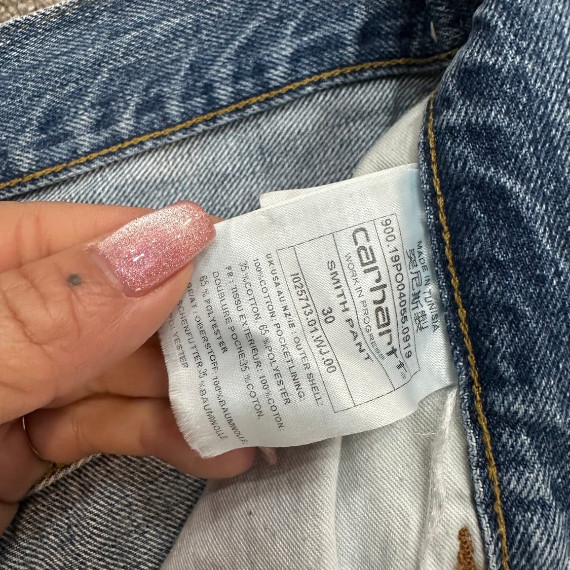 칼하트 WIP 스미스 중청 데님팬츠30 상품이미지4