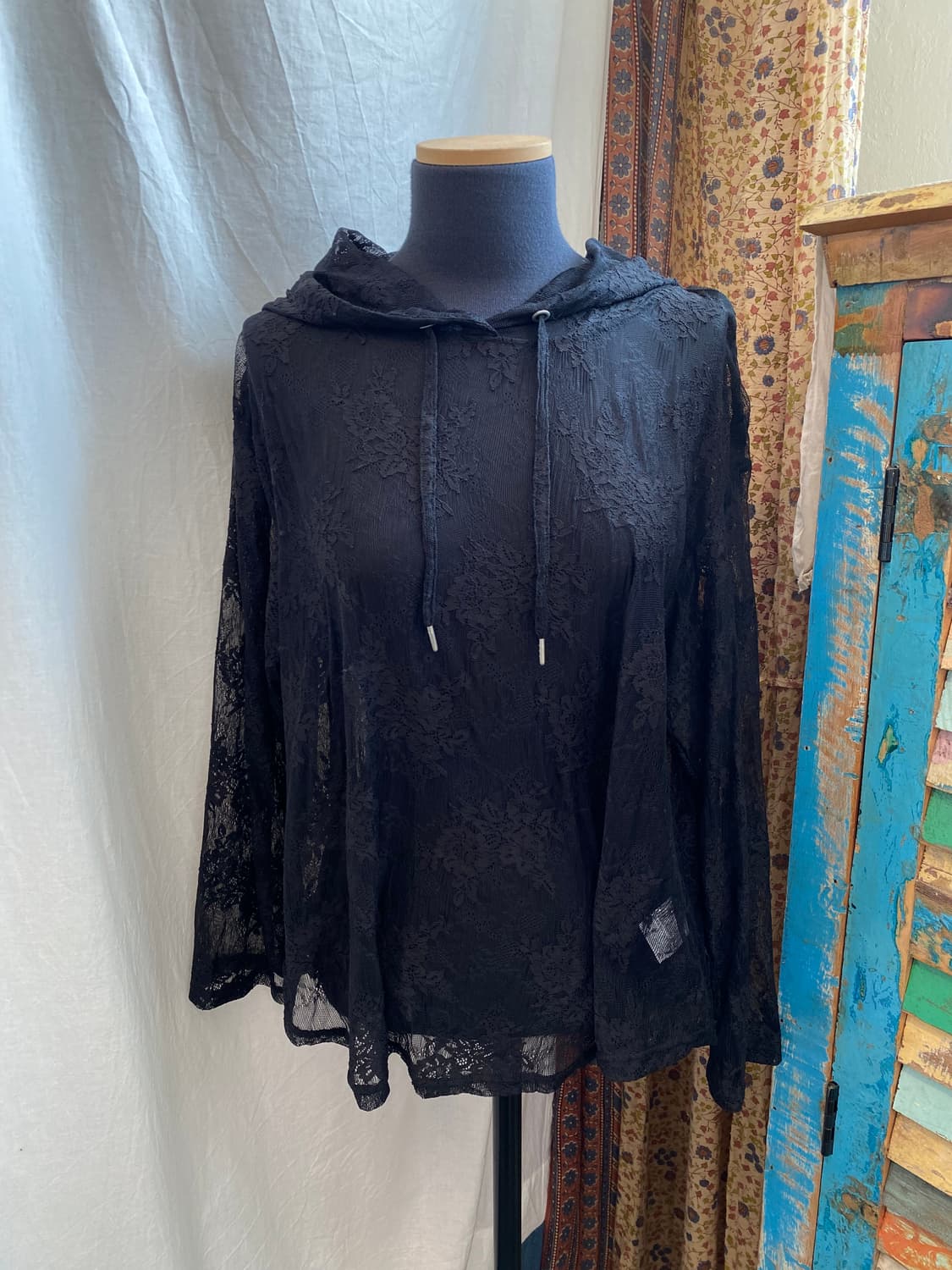 블랙 레이스 후드탑(F) 상품이미지3