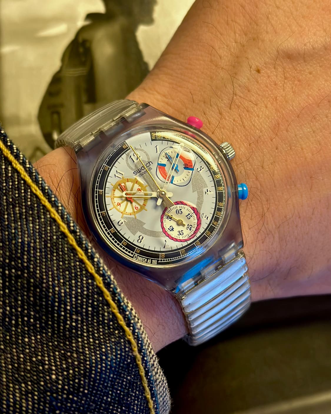 93년판) 빈티지 스와치 아이러니 익스팬션 스트랩 power steel 상품이미지1