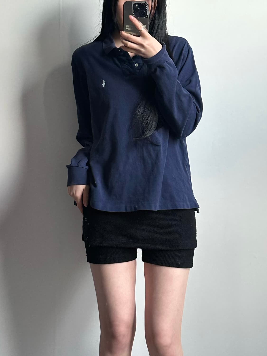 폴로 랄프로렌 네이비 긴팔 카라 티셔츠 상품이미지1