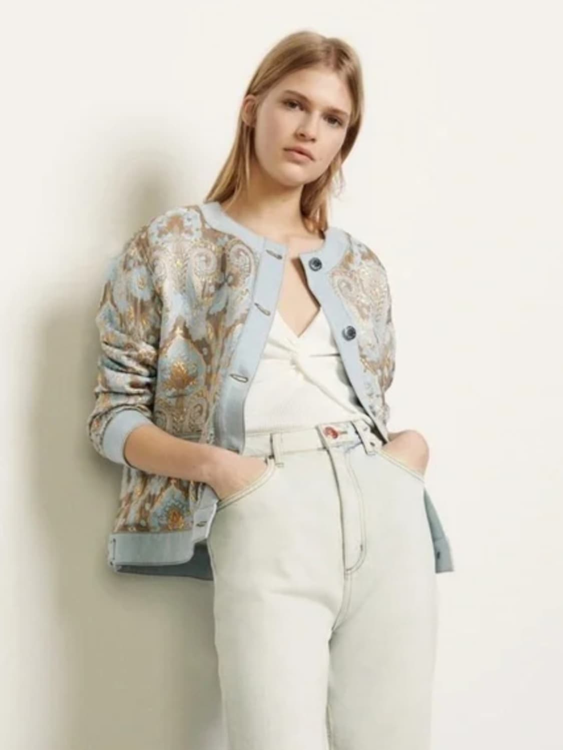 정품) 산드로 자카드 여성 자켓  상품이미지8