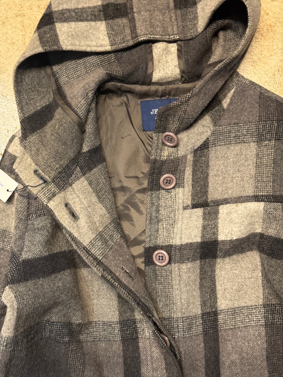 44-66 ) JPN Hooded Check Single Coat 상품이미지5