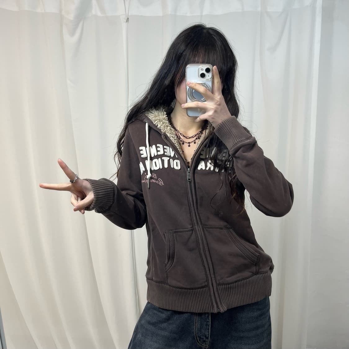 Teenie Weenie Brown fleece Hood Zip-up   상품이미지2