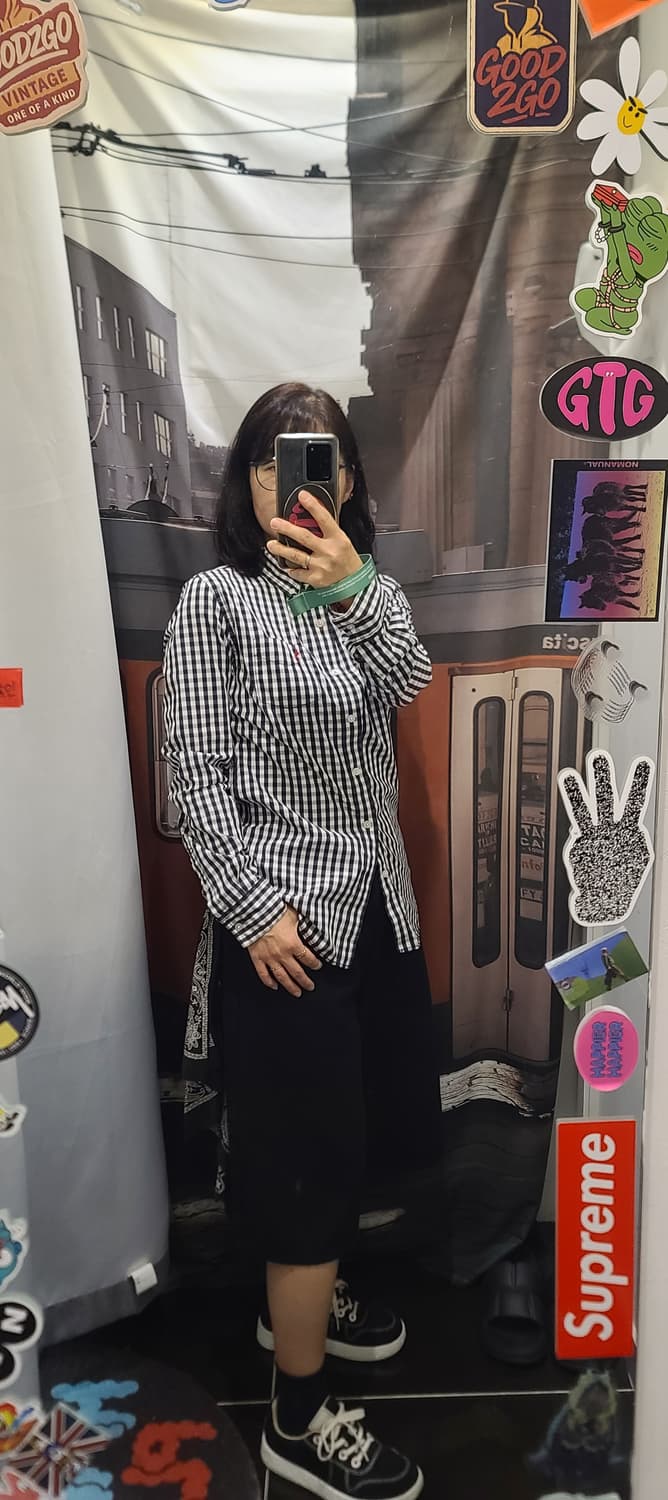 흰검 체크 셔츠  상품이미지1