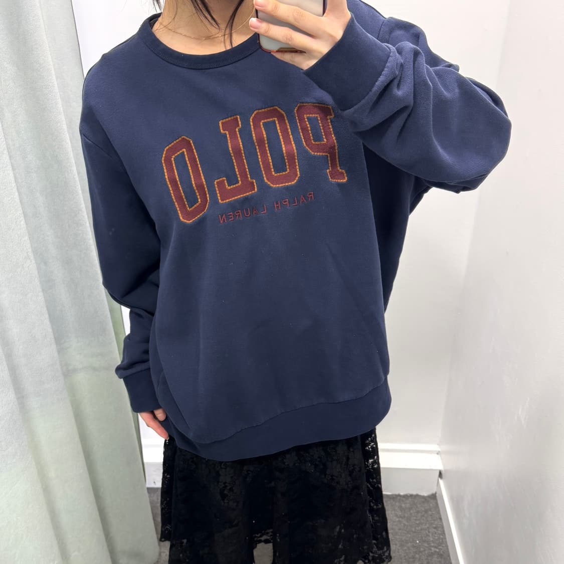 폴로 네이비 기모 스웻셔츠 상품이미지1