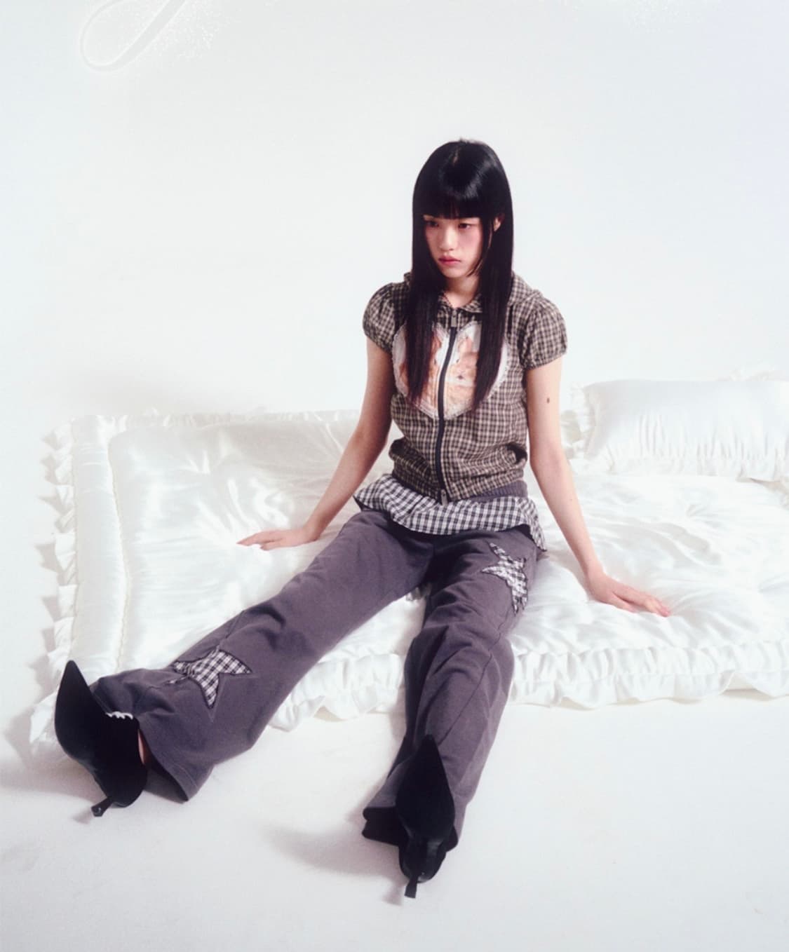 프렌다 체크 프릴 스커트 부츠컷 팬츠 상품이미지1