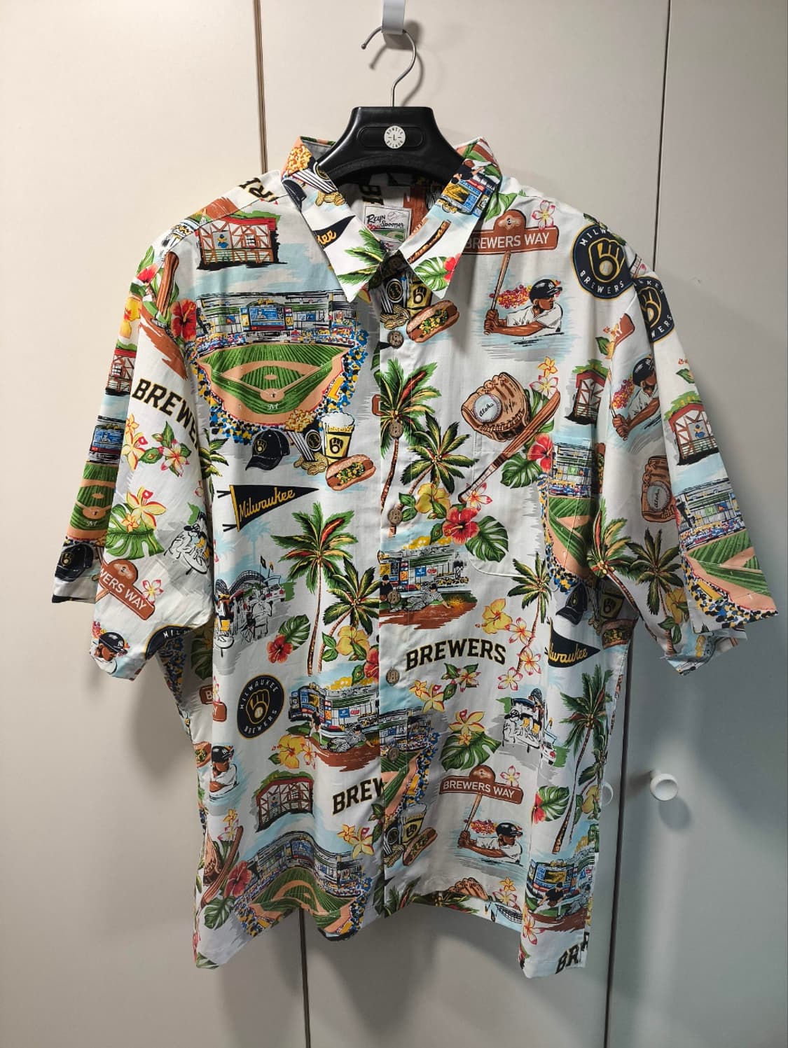 새거 M~2XL 레인스푸너 x MLB 밀워키 하와이안 셔츠 상품이미지1