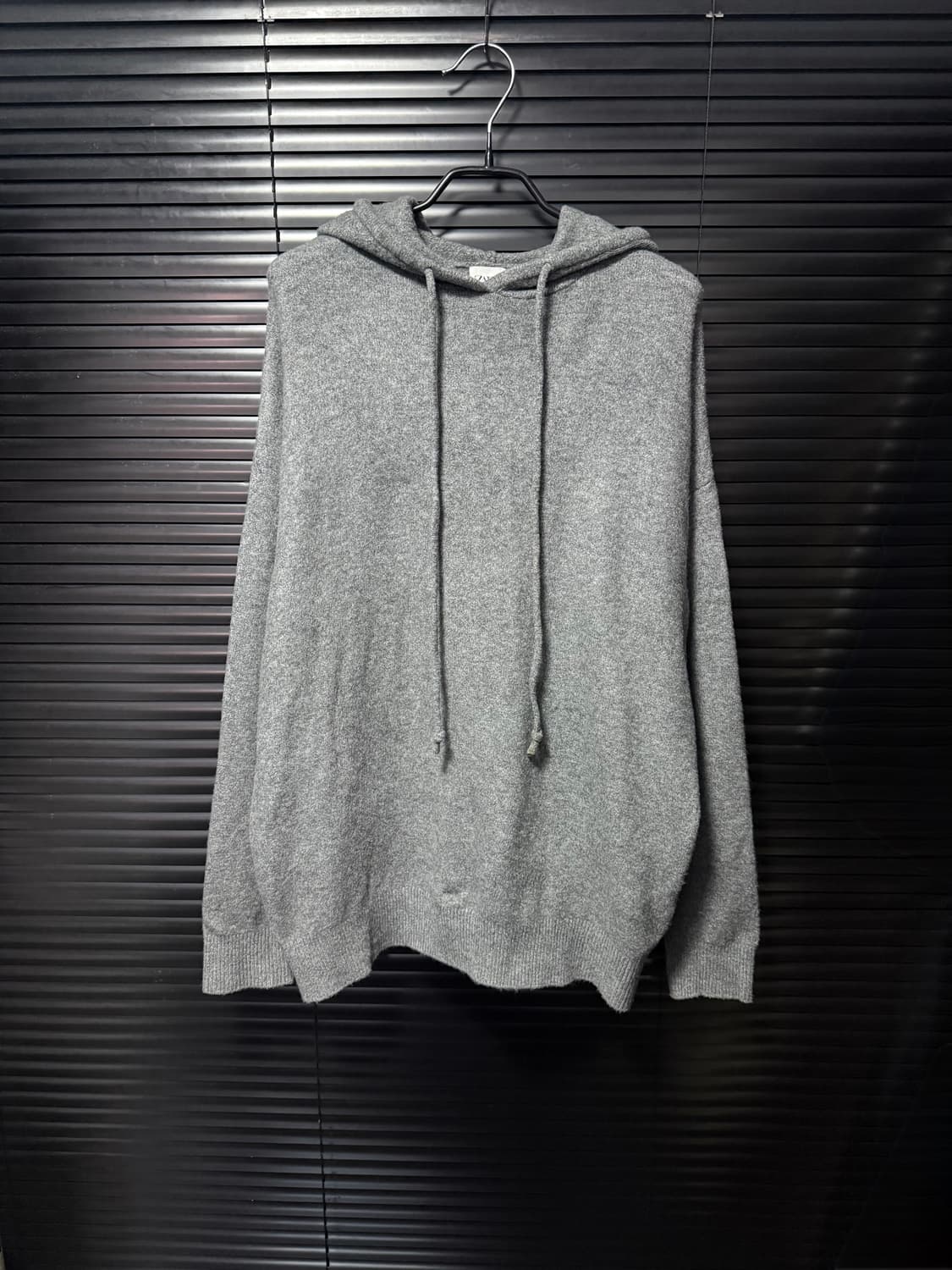 자라 후드 니트 그레이 회색 오버핏 후디 울 M 95 미니멀 스웨터 끈 상품이미지2