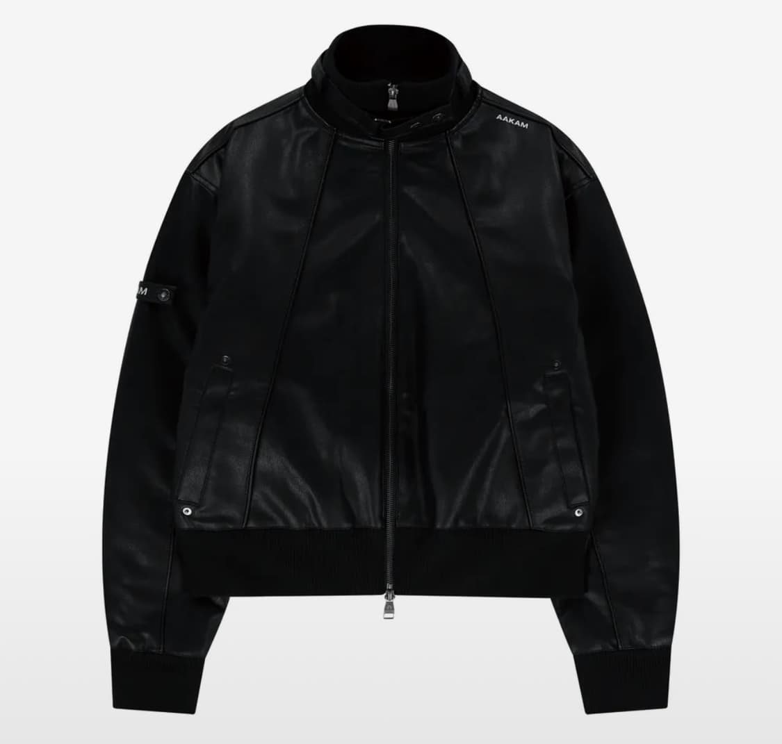 아캄 Piping Leather Blouson (Black) 상품이미지1
