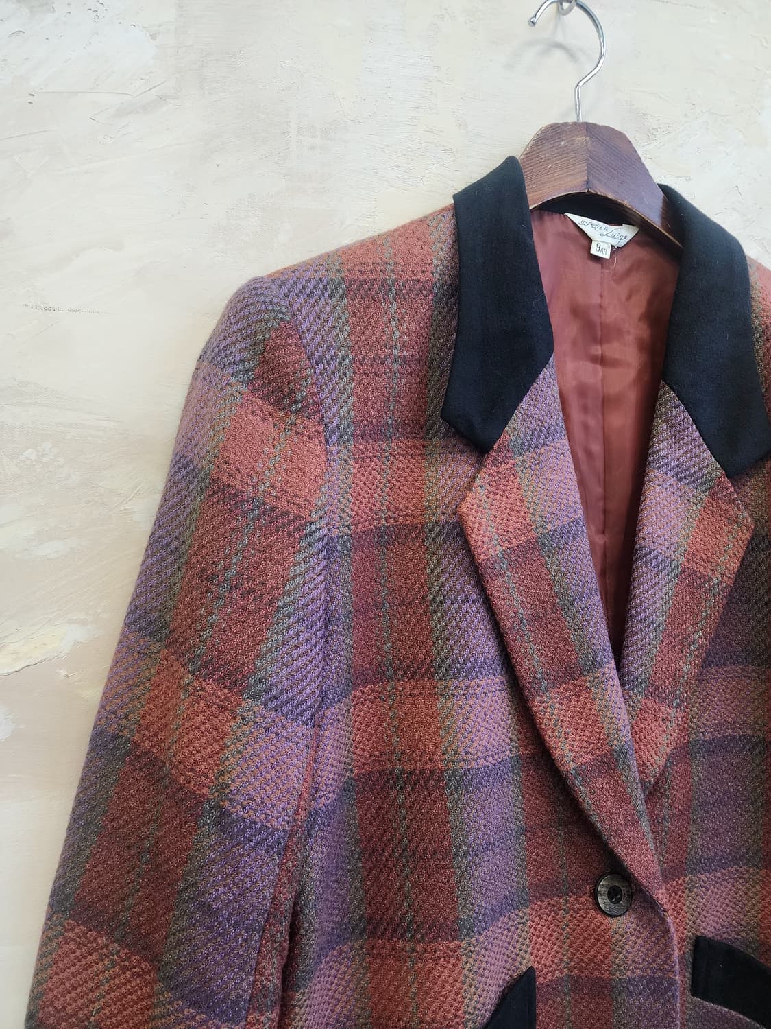 일본빈티지 울 체크 자켓 상품이미지2