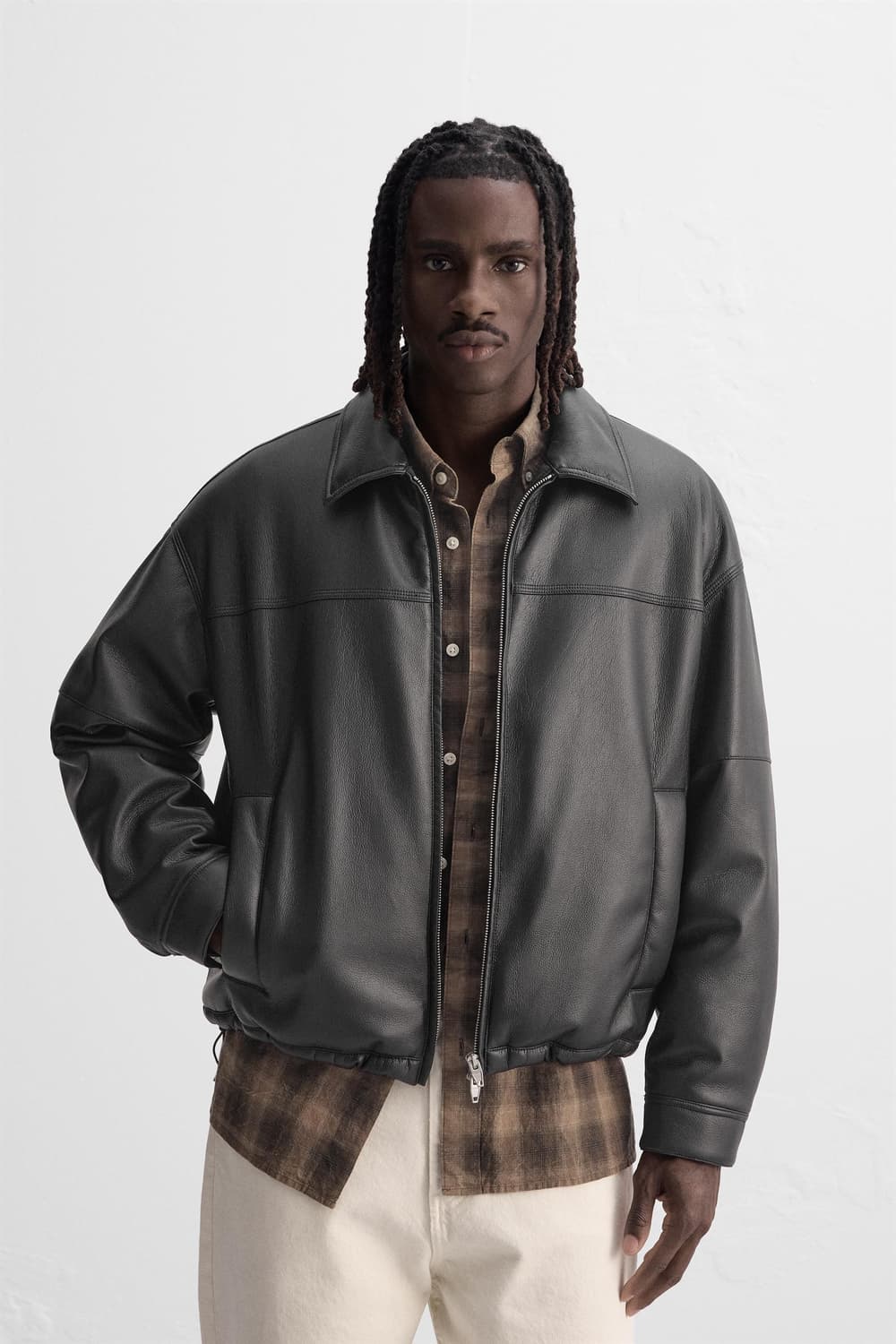 자라 페이크 레더 블랙 자켓 상품이미지4