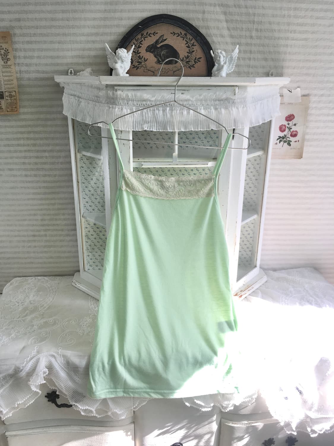 일본빈티지 멜론 레이스 슬리브리스 상품이미지6