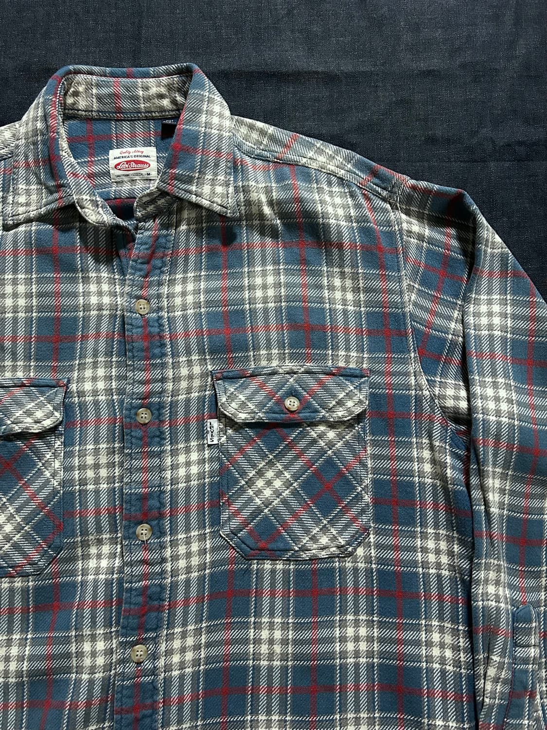 90s Levis 화이트탭 플란넬 체크 셔츠 상품이미지3