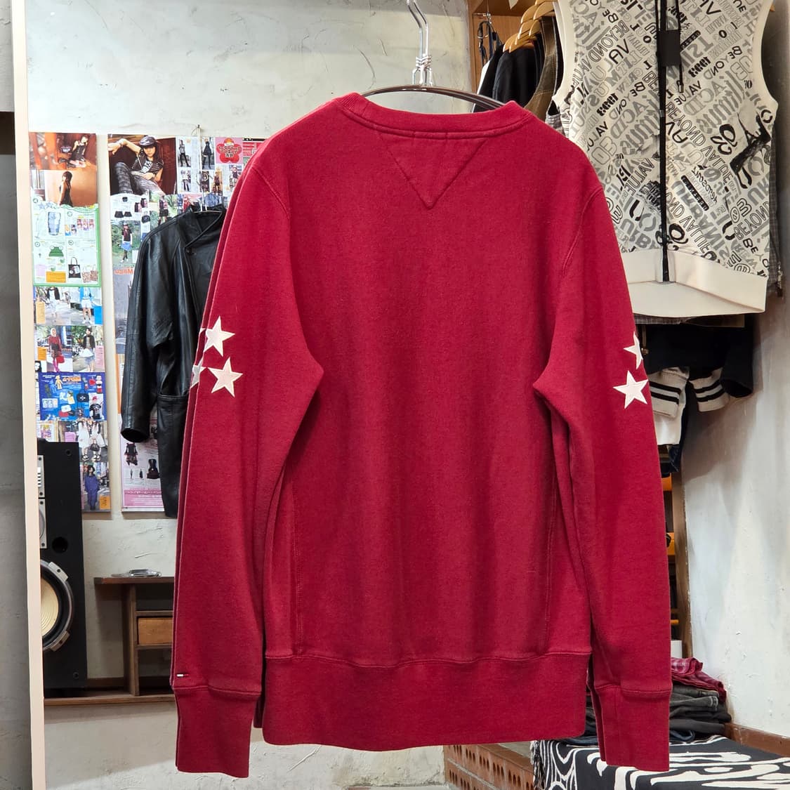 타미힐피거 별 자수 버건디 맨투맨 상품이미지6