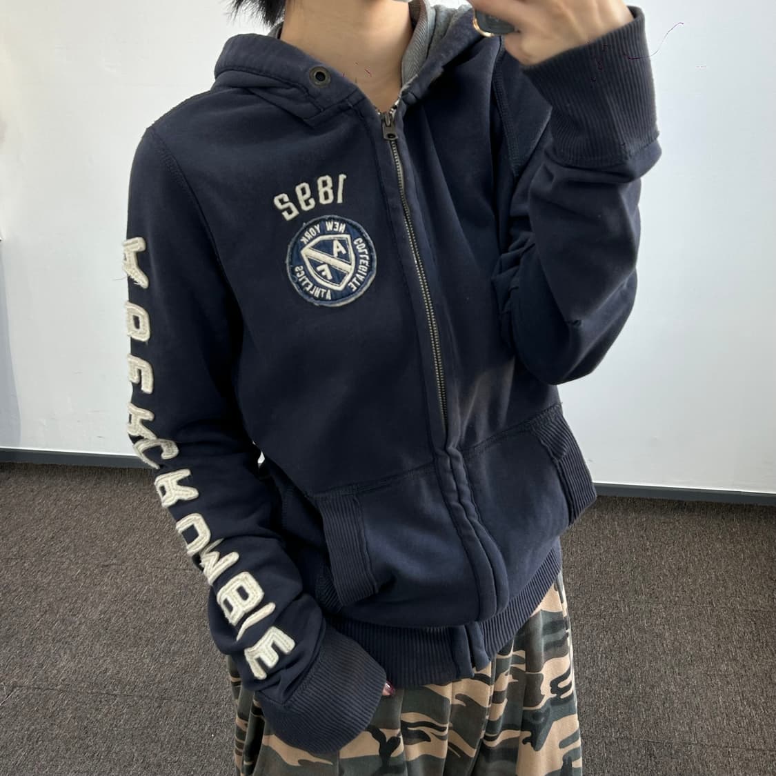 Abercrombie아베크롬비 &fitch 사이드로고 네이비 후드집업   상품이미지2