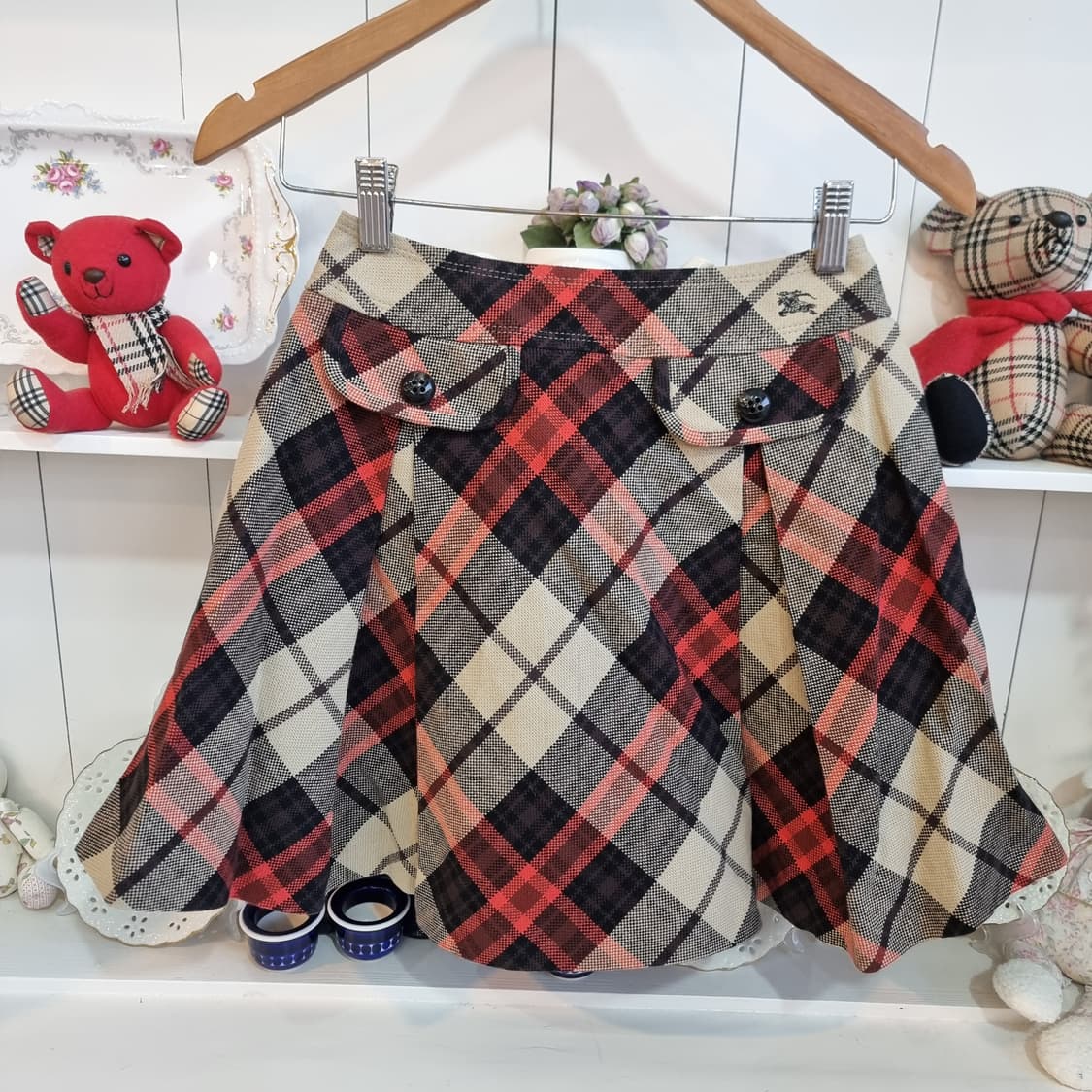 버버리 체크 플리츠 미니스커트 상품이미지1