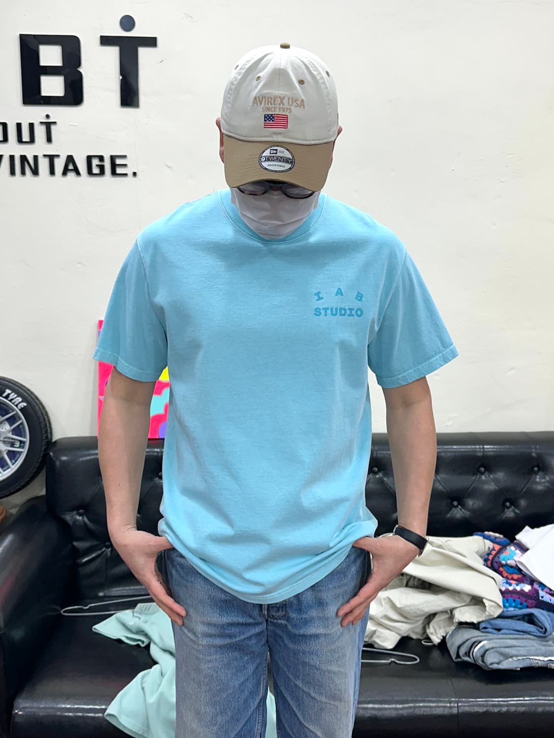 아이앱스튜디오 피그먼트 시안 반팔셔츠 L 상품이미지1