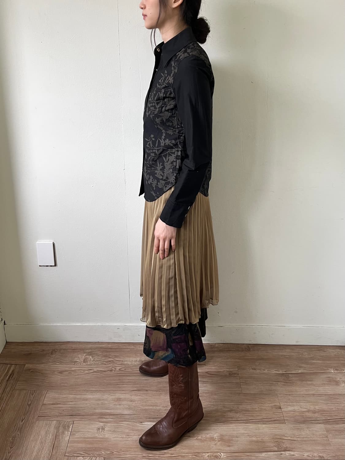 Miss chloe 아트 플라워 블랙 셔츠 자켓 상품이미지9