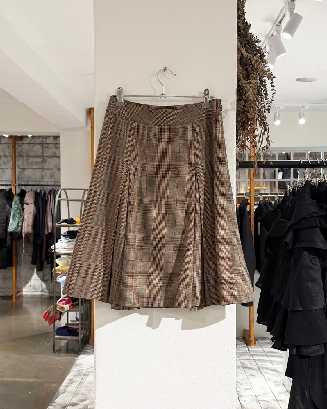 버버리 브라운 플리츠 울 미디스커트 상품이미지1