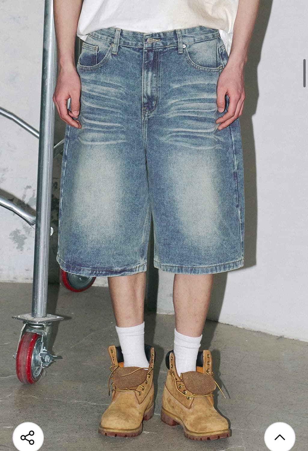 [택 제거 새상품] 어널러코드 페이드 버뮤다 데님 팬츠 (미디엄 블루,  상품이미지8