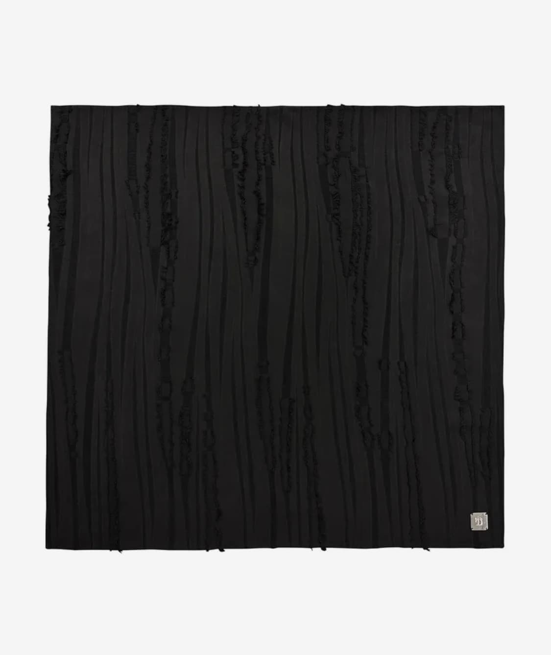 [택O] 트리밍버드 리플드 프린지 스카프 블랙 상품이미지1