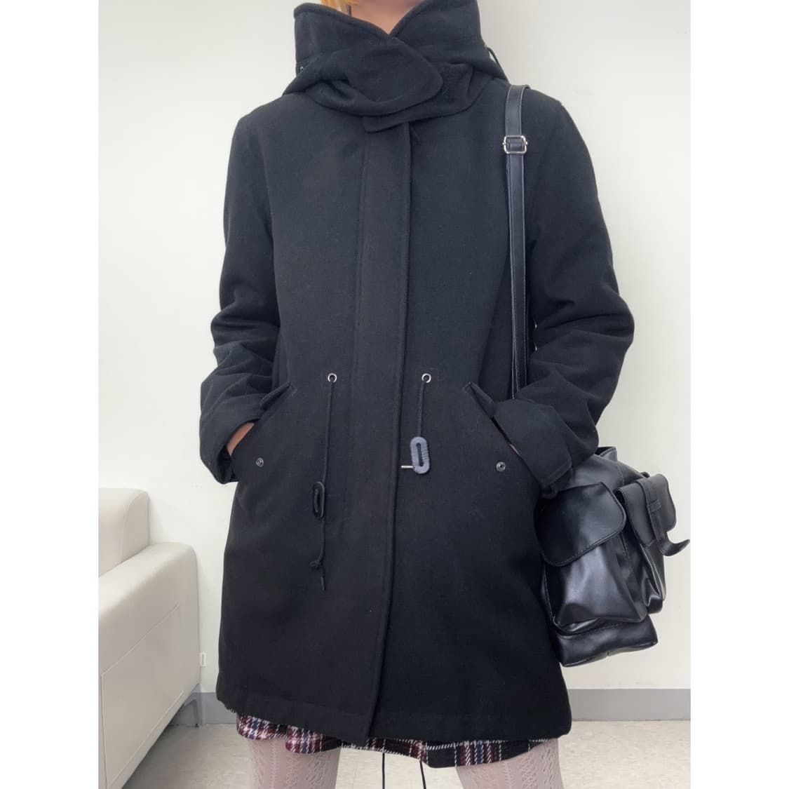 빈티지 블랙 하이넥 투웨이 점퍼 야상 상품이미지1