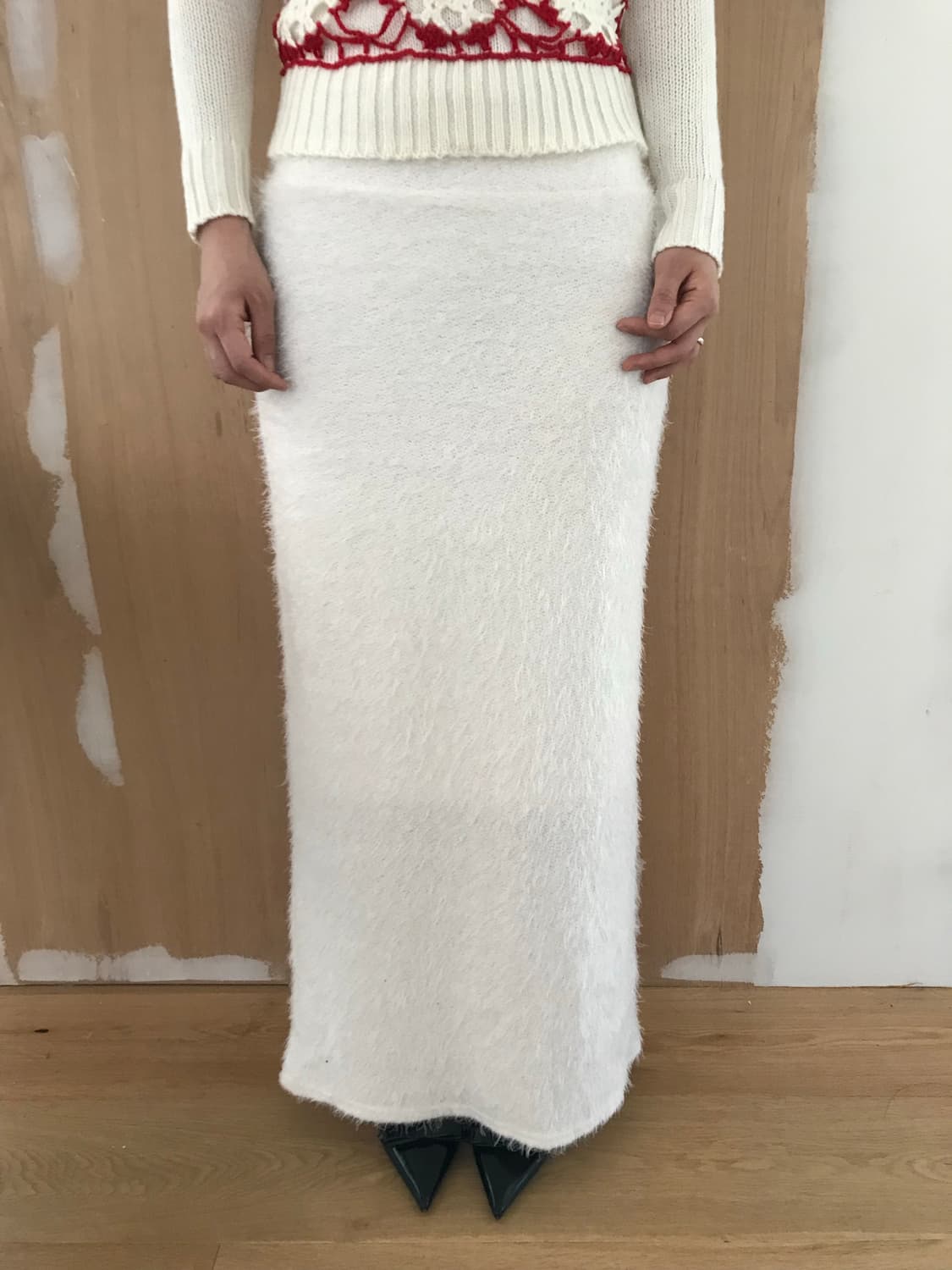 vintage ivory knit long skirt 상품이미지2