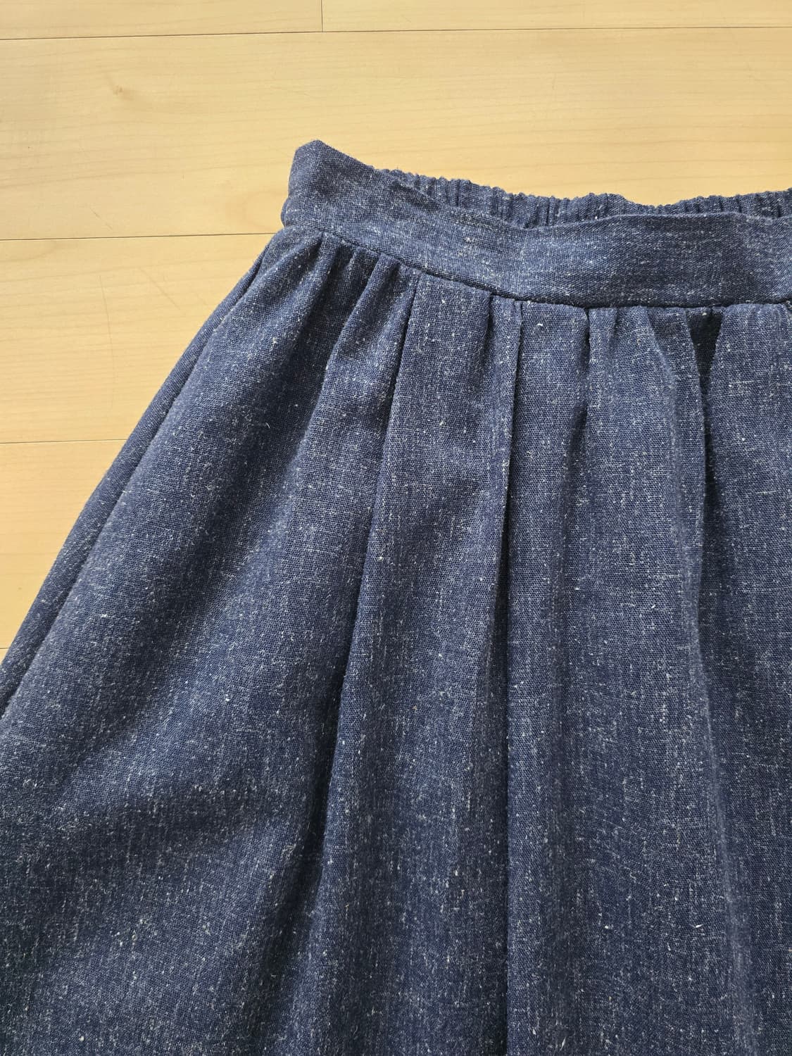 Linen Blend Deep Navy Volume Flare Skirt 상품이미지3