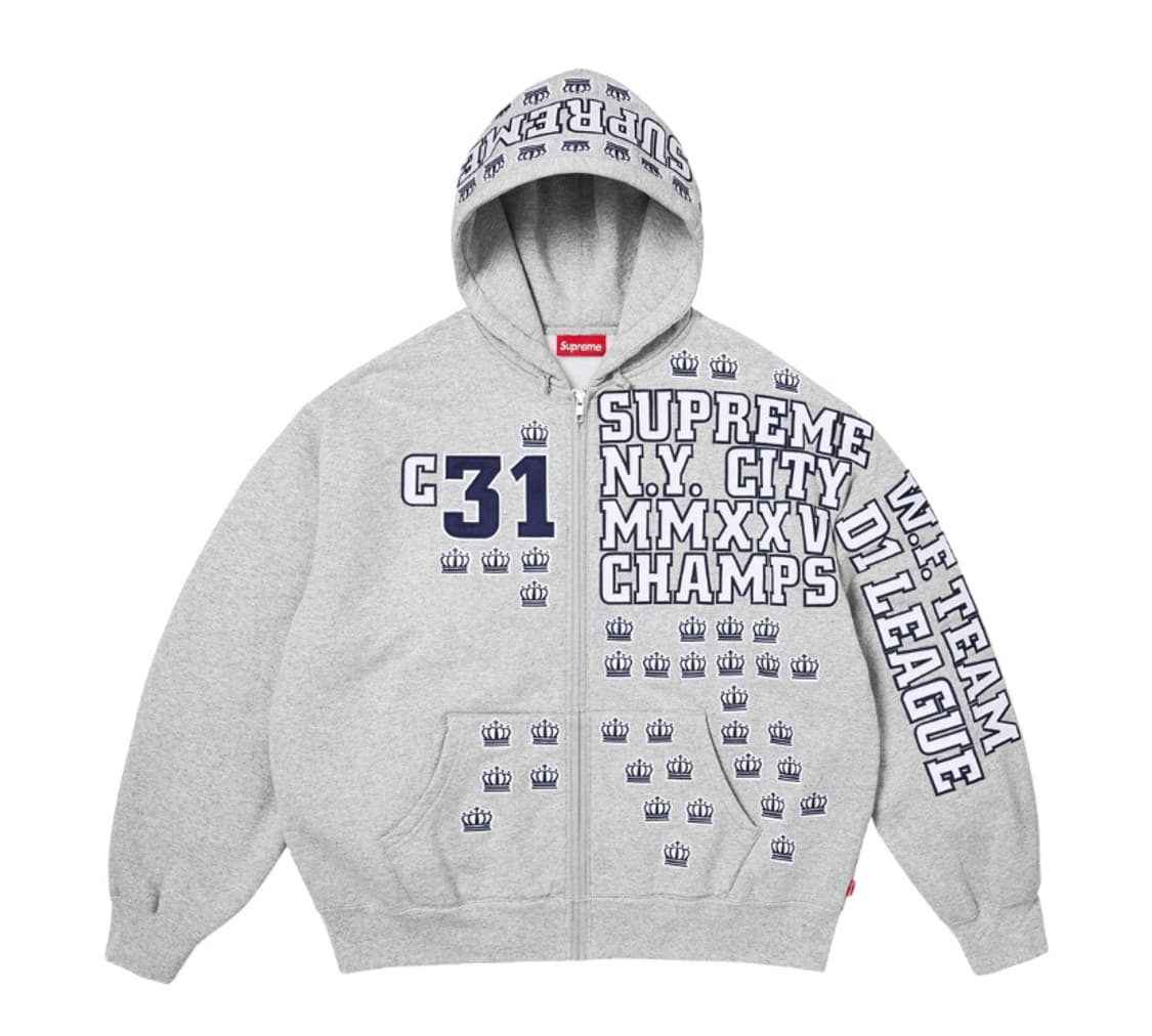 슈프림 리그 챔스 집업 후드집업 스웨트셔츠 헤더 그레이 25FW 사이즈L 상품이미지1