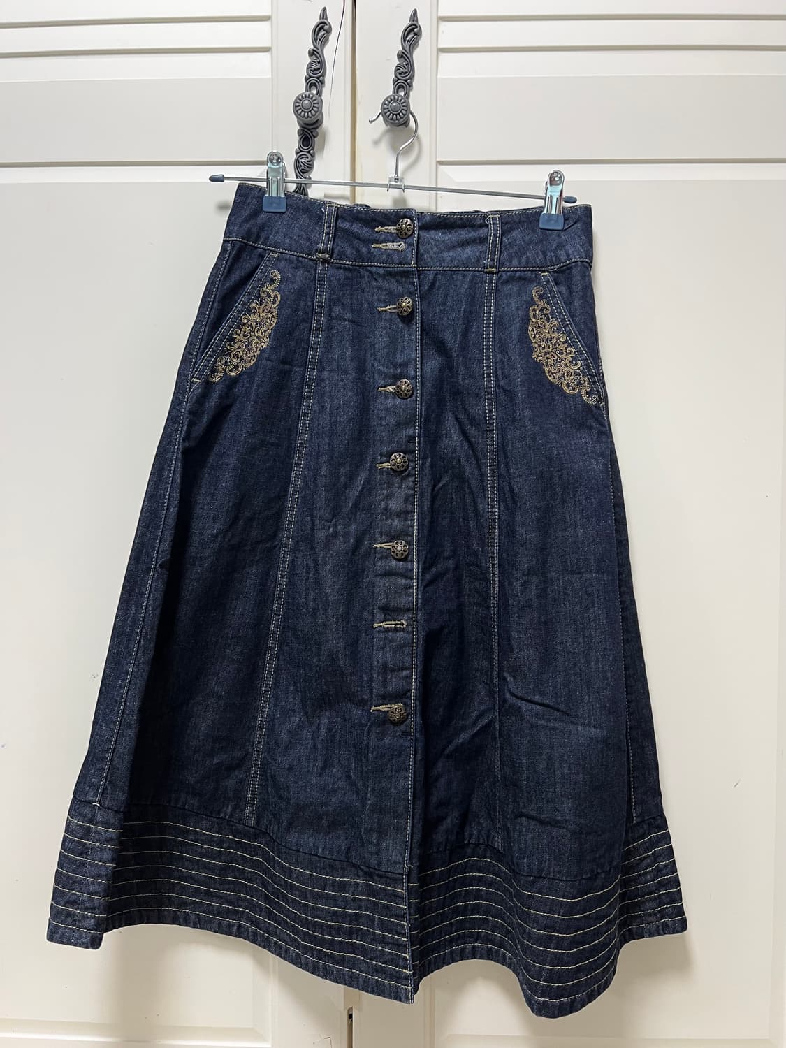 한국 한복 풍 생지 데님 롱스커트 상품이미지2