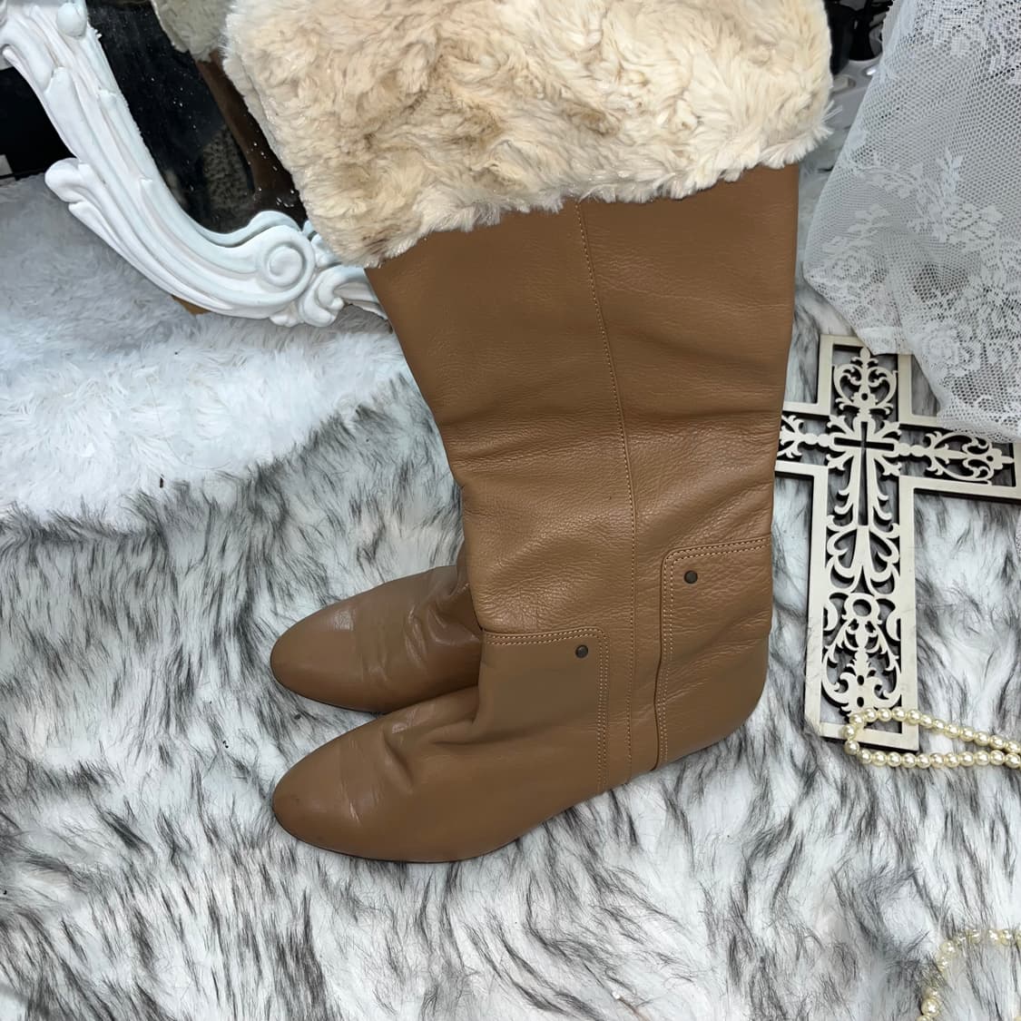 빈티지 브라운 레더 퍼부츠 상품이미지3