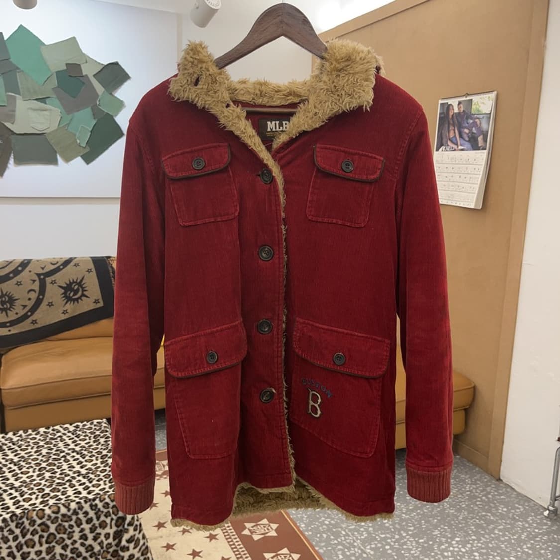 MLB 보스턴 레트로 빈티지 코듀로이 양털 워크 자켓 95 C09541 상품이미지3