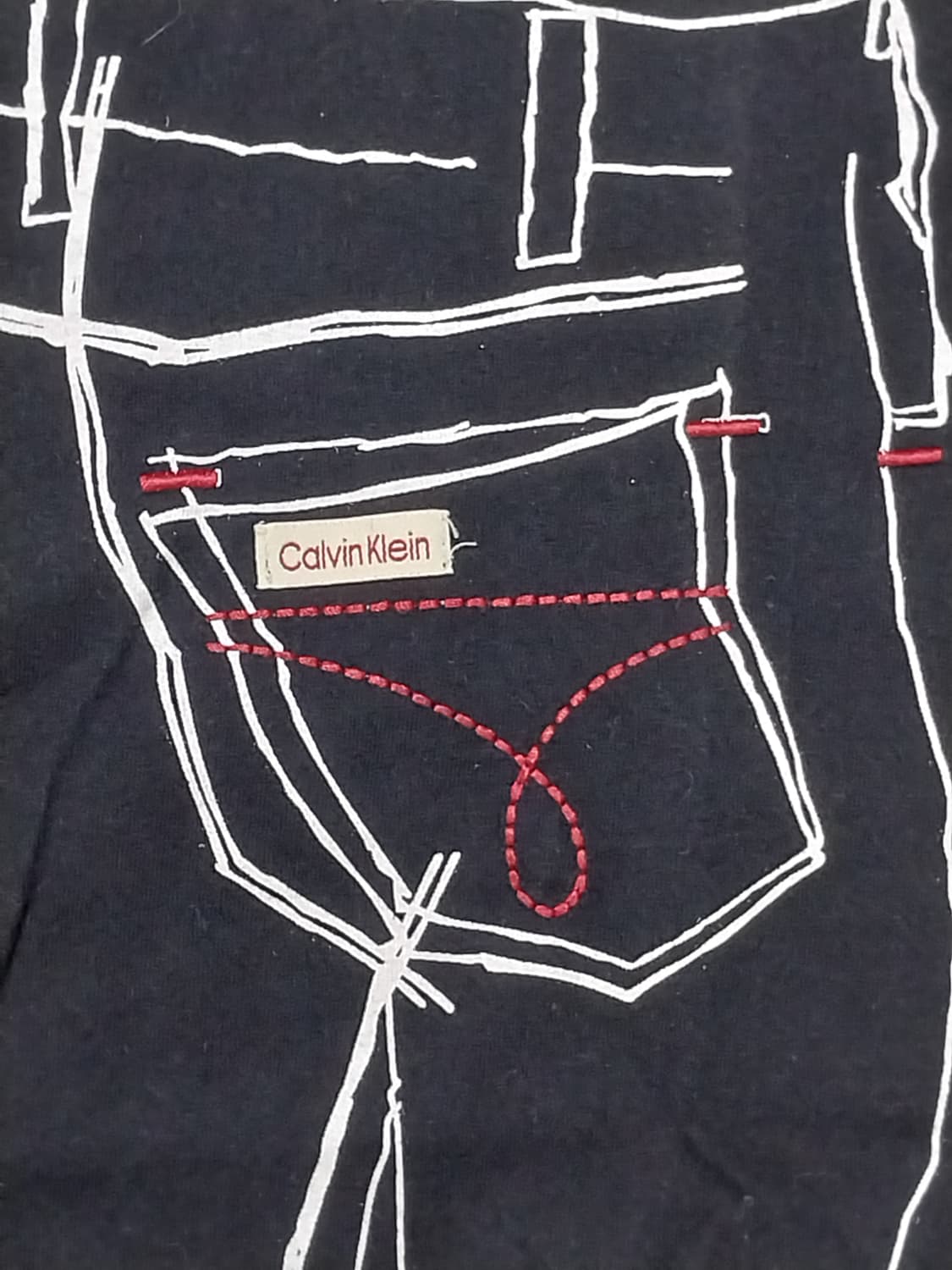 [L] 캘빈클라인 진스 드로잉 데님 그래픽 반팔 티셔츠 상품이미지3