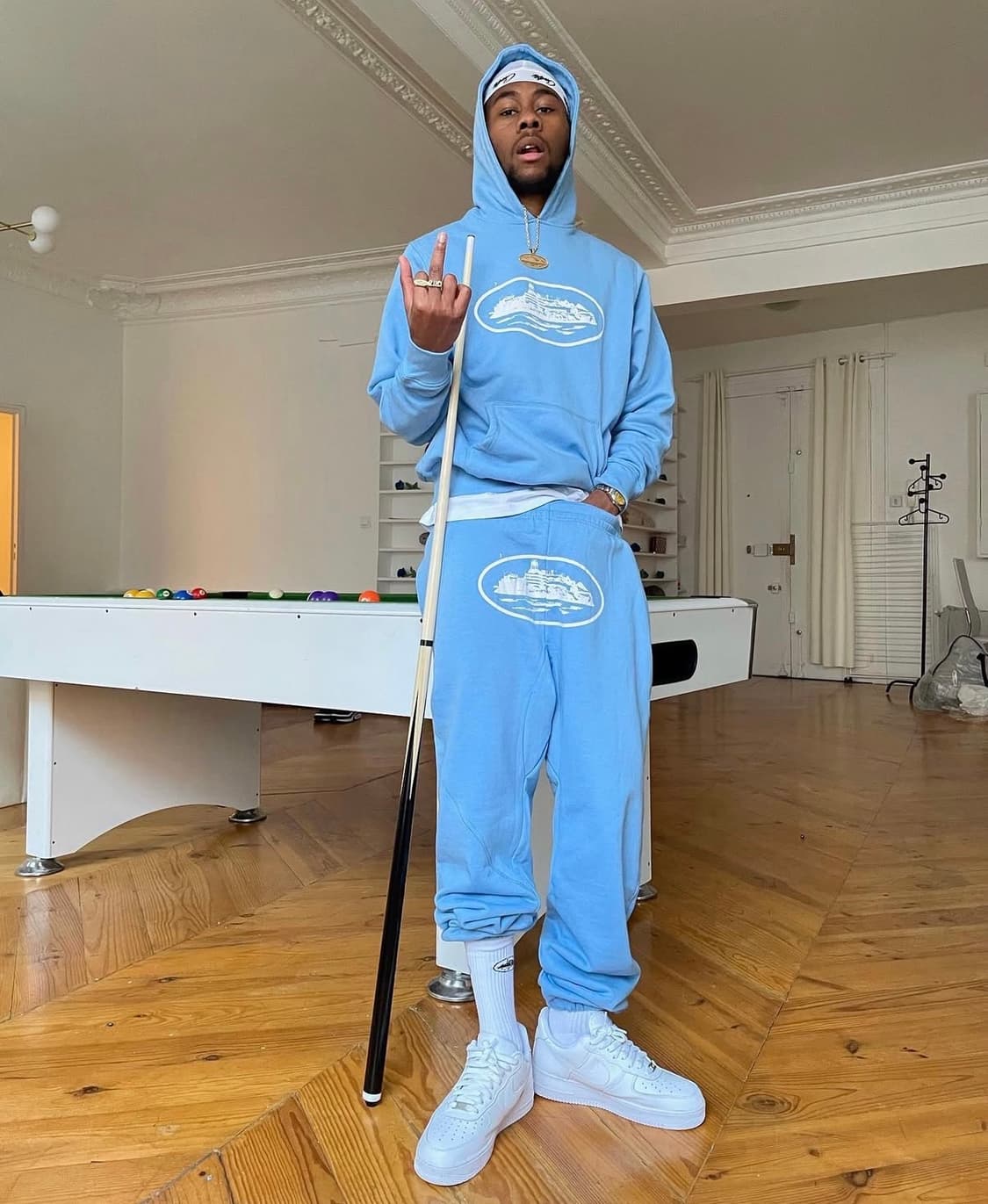 Corteiz 코르테이즈 알카트라즈 og 후드티 셋업 블루 상품이미지3