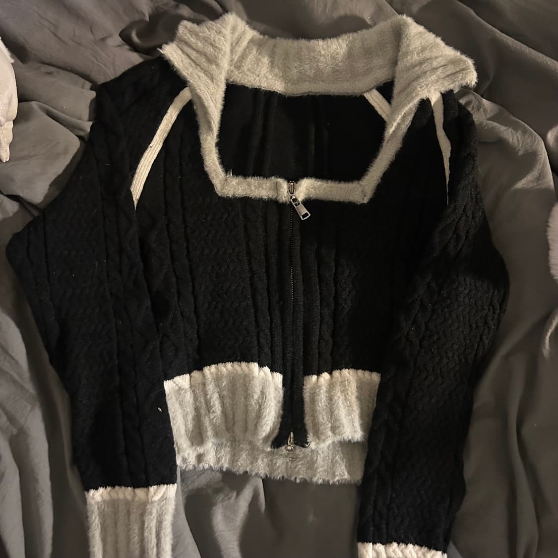 빈티지 투웨이 네이비 니트집업 상품이미지1