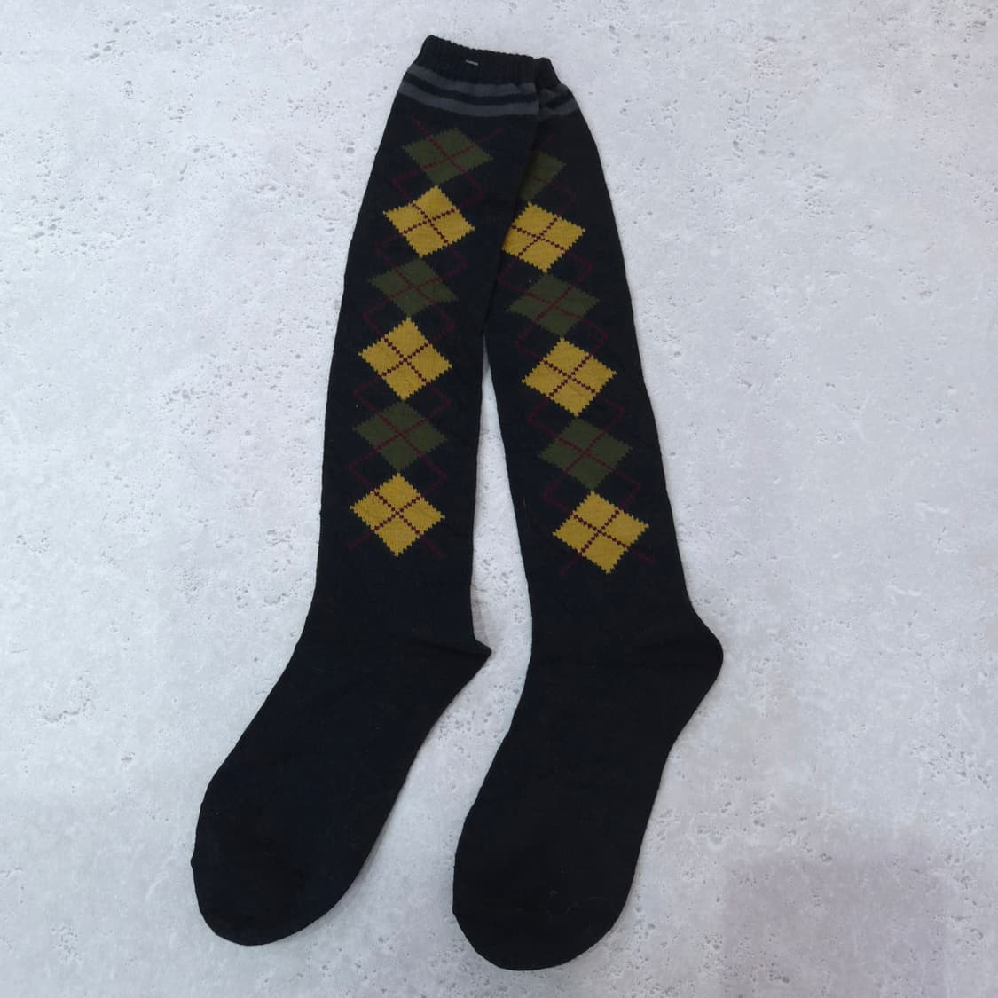 블랙 아가일체크 니하이삭스 상품이미지1