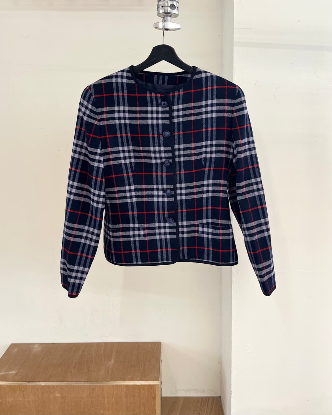 버버리 블루 플라드 울 자켓 상품이미지1