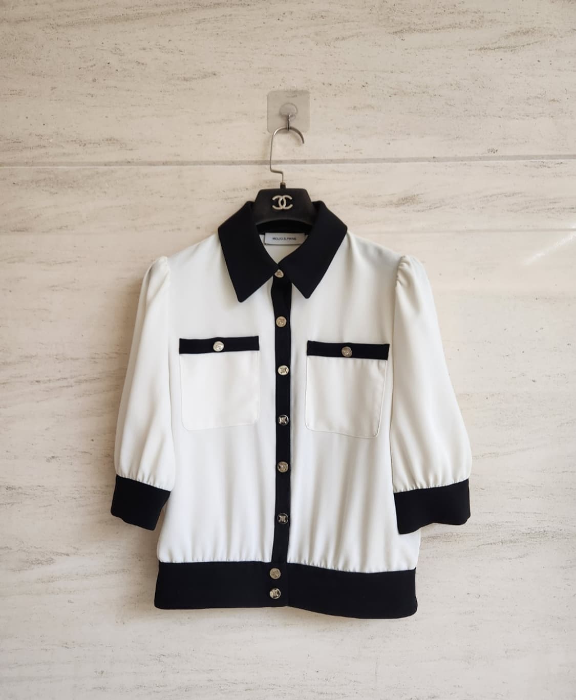 모조에스핀 칼라블록 블라우스 55사이즈 상품이미지3