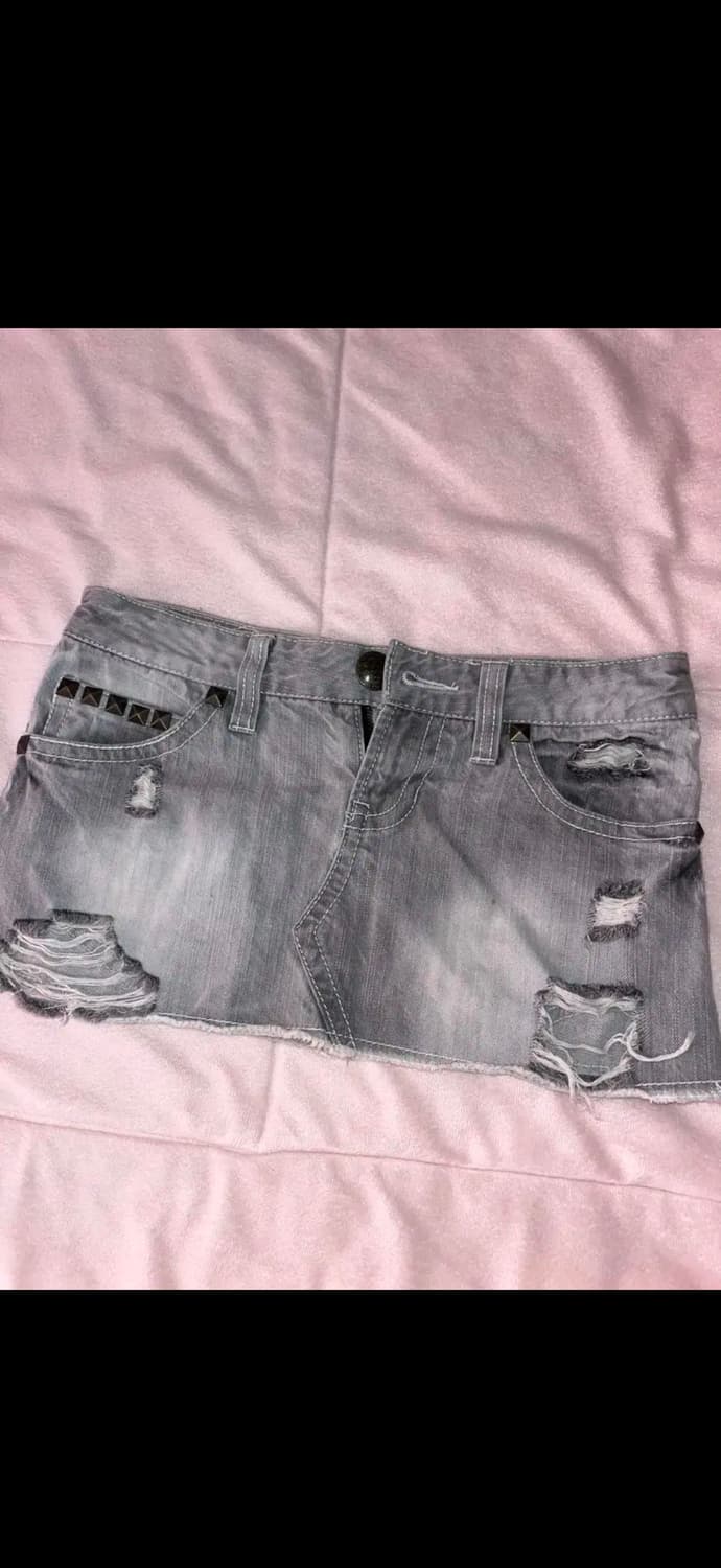 갸루 로우라이즈 초미니 퍼스커트 투웨이 연청 일브빈티지 털치마 상품이미지3