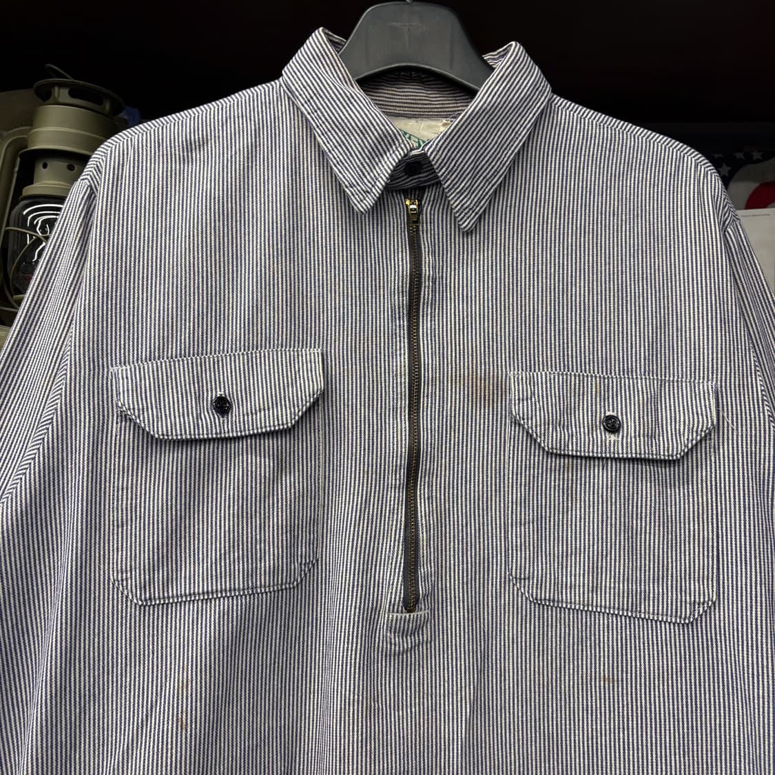 80s KEY 어패럴 스트라이프 하프집업 워크셔츠 N444 상품이미지3